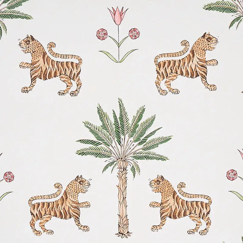 TIGER PALM - CRIMSON Schumacher Wallpaper | Wallpaper Twins TIGER PALM CRIMSON Schumacher Wallpaper wallpaper - SKU 5012922