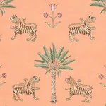 TIGER PALM - CRIMSON ON PEACH Schumacher Wallpaper | Wallpap TIGER PALM CRIMSON ON PEACH Schumacher Wallpaper wallpaper - SKU 5012920