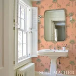 TIGER PALM - CRIMSON ON PEACH Schumacher Wallpaper | Wallpap TIGER PALM CRIMSON ON PEACH Schumacher Wallpaper wallpaper - SKU 5012920