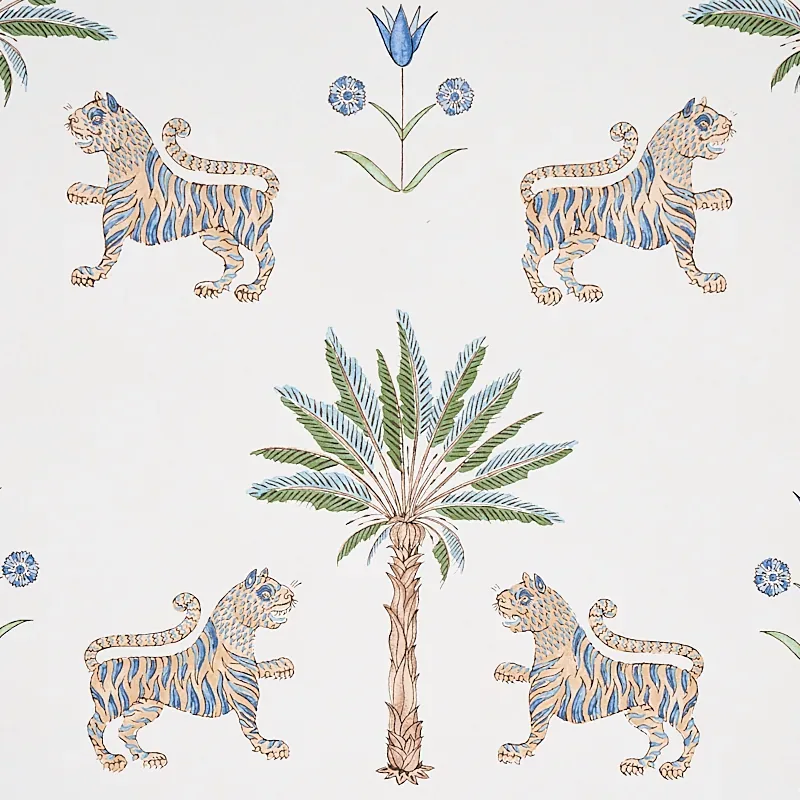 TIGER PALM - DELFT Schumacher Wallpaper | Wallpaper Twins TIGER PALM DELFT Schumacher Wallpaper wallpaper - SKU 5012921