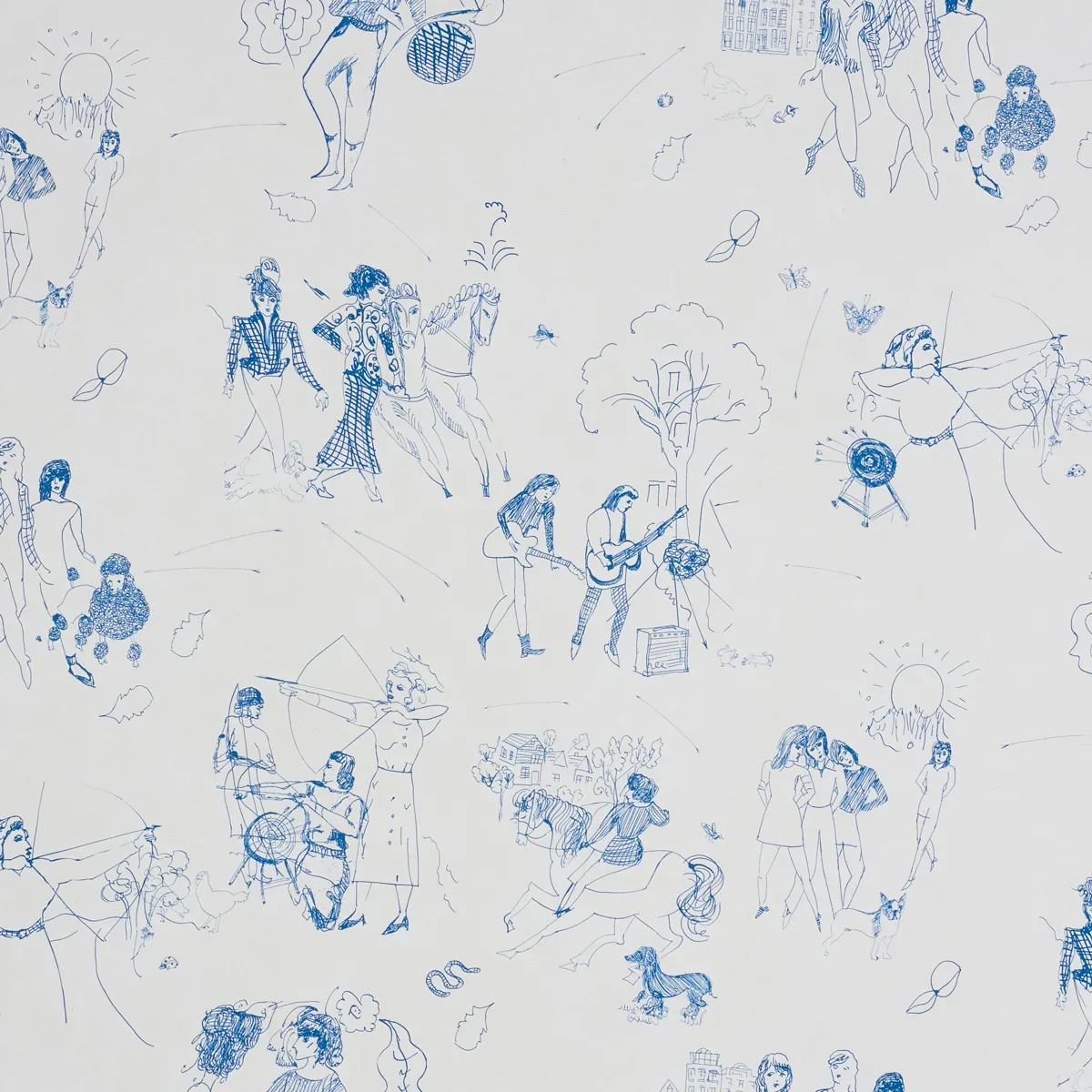 TOILE DE FEMMES INDIGO Schumacher Wallpaper wallpaper - SKU 5011081