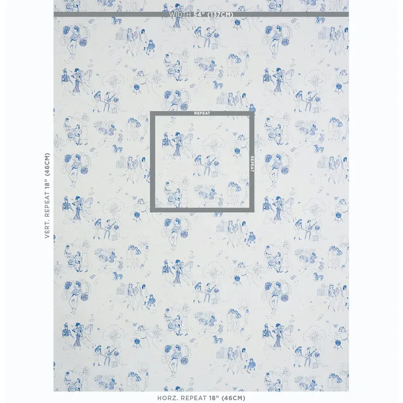 TOILE DE FEMMES - INDIGO Schumacher Wallpaper | Wallpaper Tw TOILE DE FEMMES INDIGO Schumacher Wallpaper wallpaper - SKU 5011081