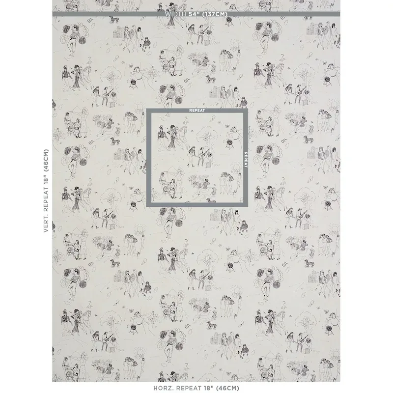TOILE DE FEMMES - PARCHMENT Schumacher Wallpaper | Wallpaper TOILE DE FEMMES PARCHMENT Schumacher Wallpaper wallpaper - SKU 5011080