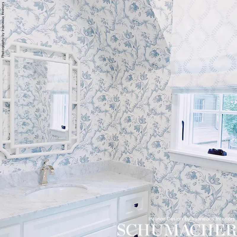 TOILE DE FLEURS - DELFT Schumacher Wallpaper | Wallpaper Twi TOILE DE FLEURS DELFT Schumacher Wallpaper wallpaper - SKU 5009121