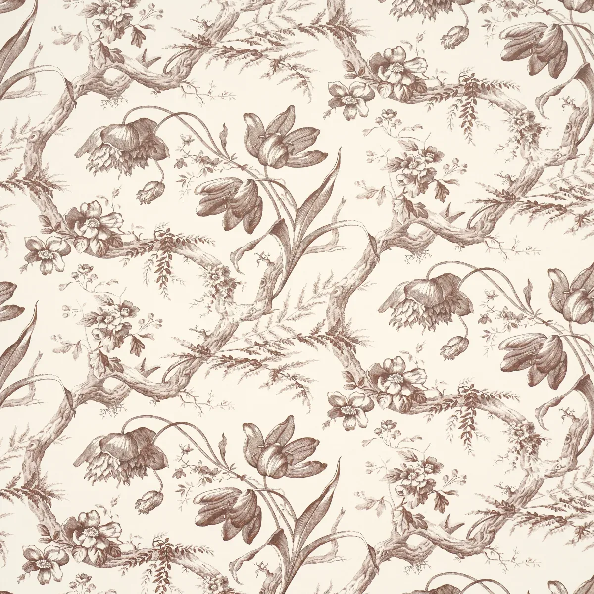 TOILE DE FLEURS FAWN Schumacher Wallpaper wallpaper - SKU 5009124