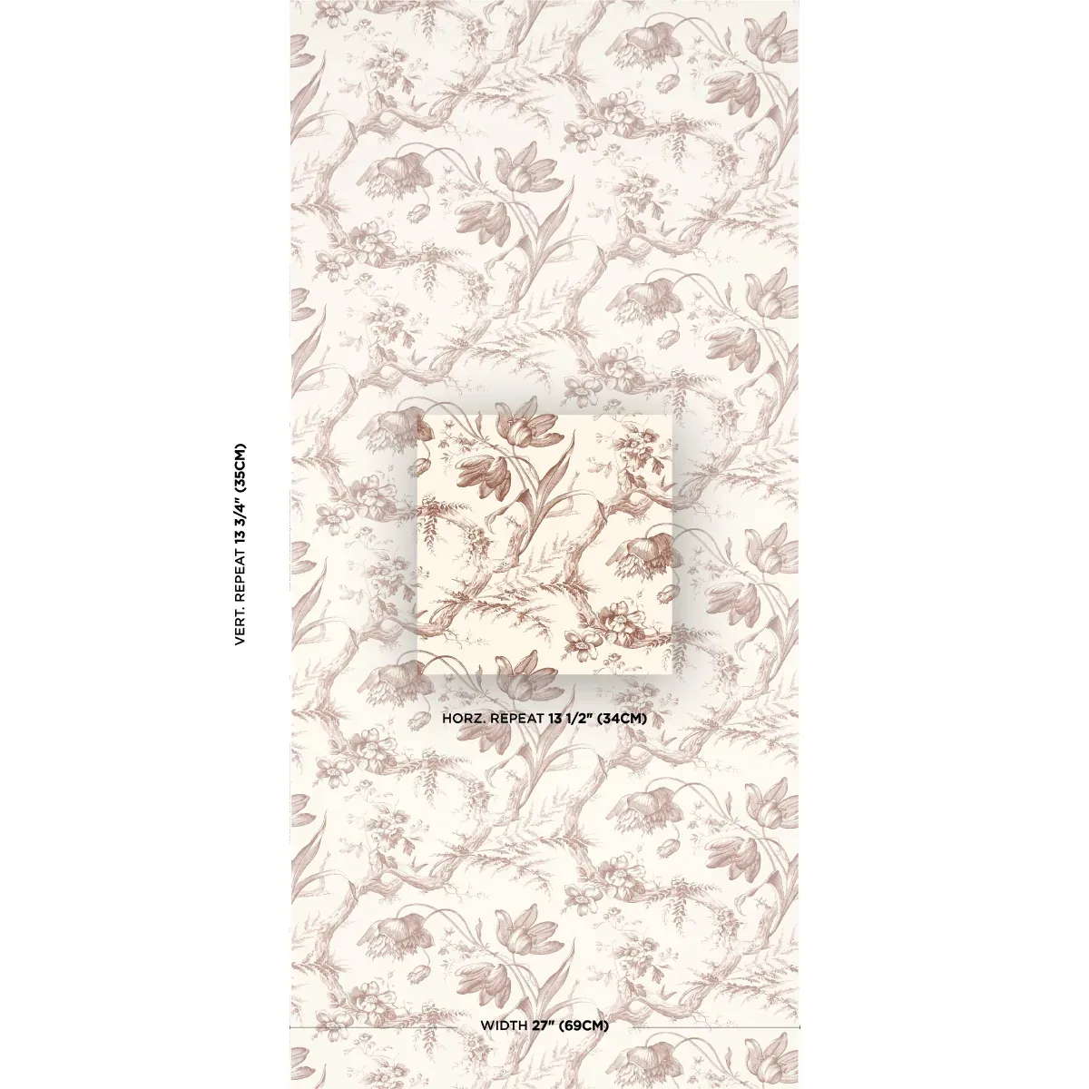 TOILE DE FLEURS FAWN Schumacher Wallpaper wallpaper - SKU 5009124