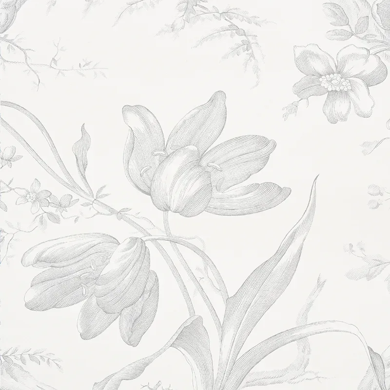 TOILE DE FLEURS GRISAILLE Schumacher Wallpaper wallpaper - SKU 5009120