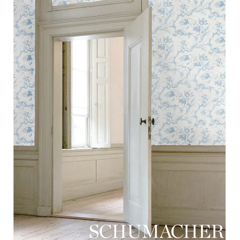 TOILE DE FLEURS - GRISAILLE Schumacher Wallpaper | Wallpaper TOILE DE FLEURS GRISAILLE Schumacher Wallpaper wallpaper - SKU 5009120