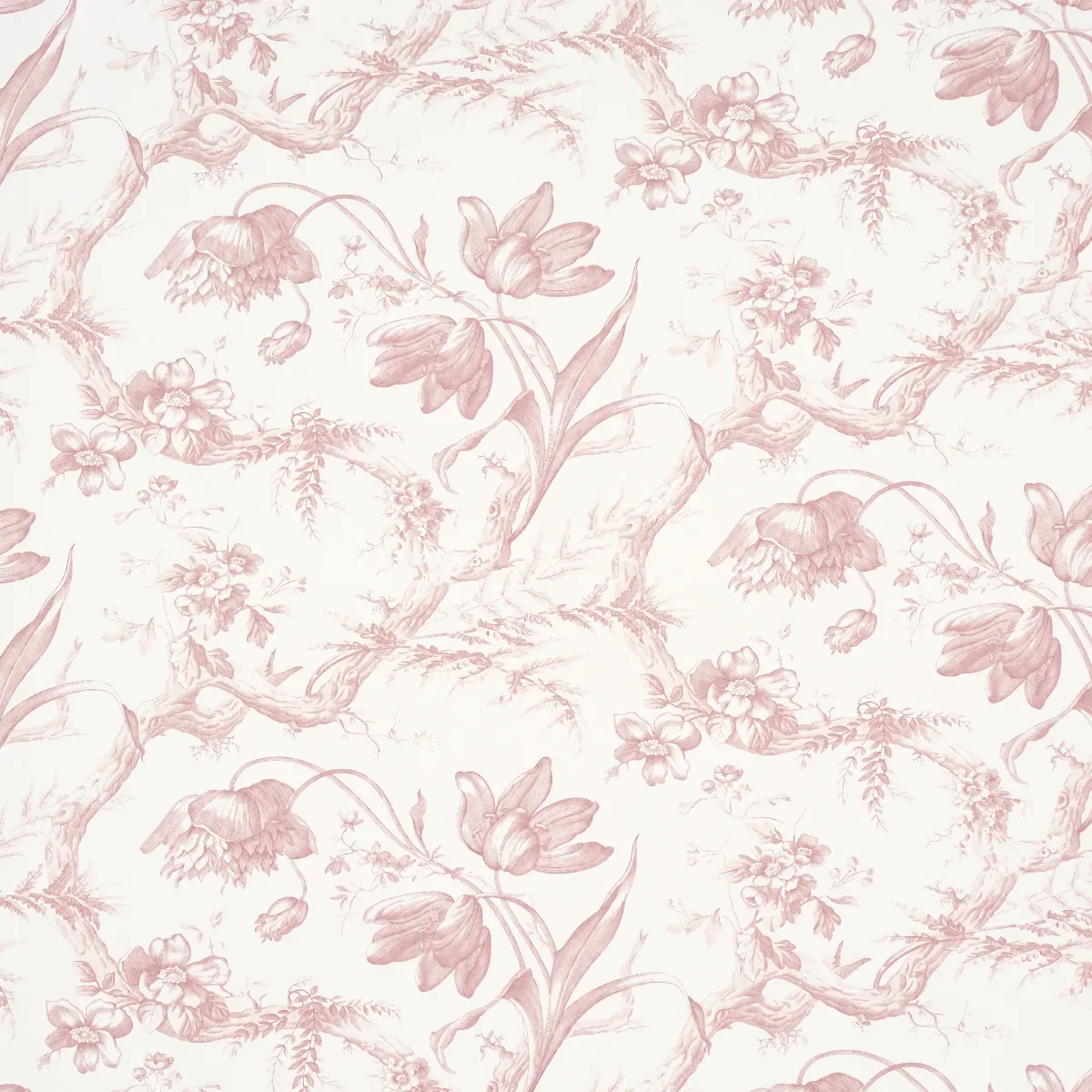 TOILE DE FLEURS PINK Schumacher Wallpaper wallpaper - SKU 5009123