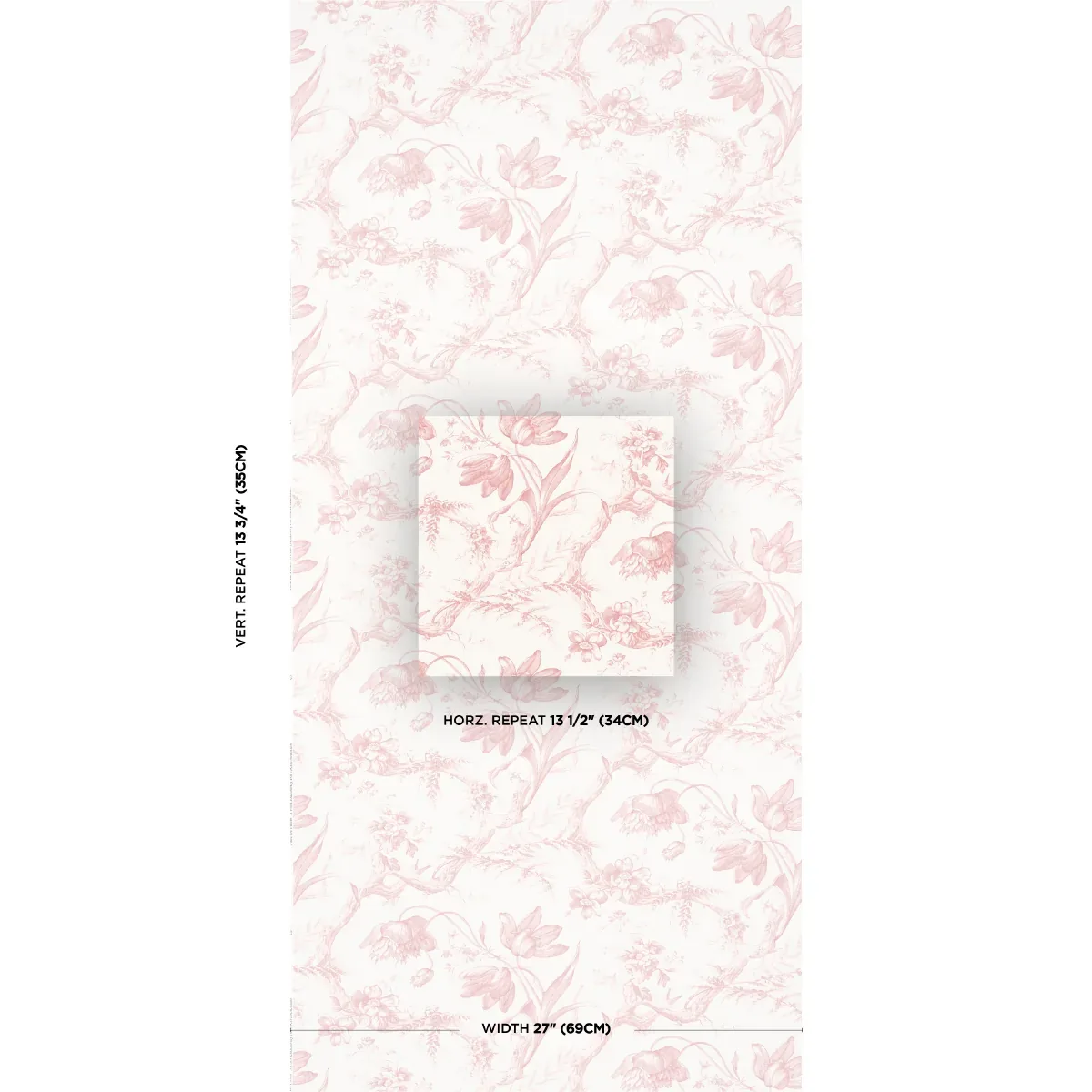 TOILE DE FLEURS PINK Schumacher Wallpaper wallpaper - SKU 5009123