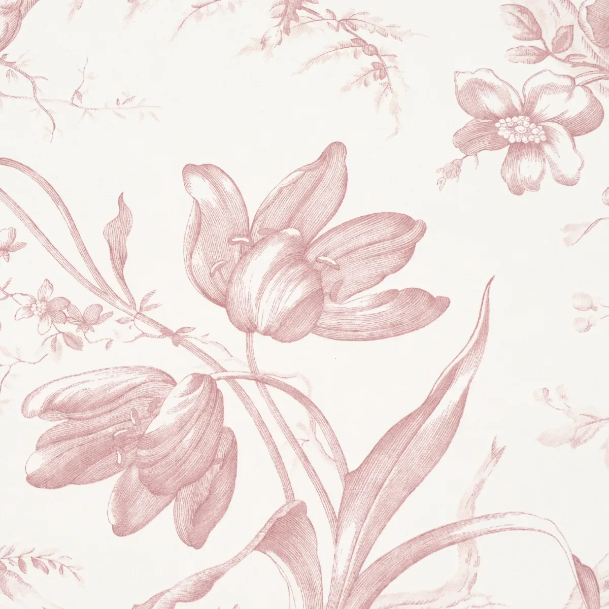 TOILE DE FLEURS - PINK Schumacher Wallpaper | Wallpaper Twin TOILE DE FLEURS PINK Schumacher Wallpaper wallpaper - SKU 5009123