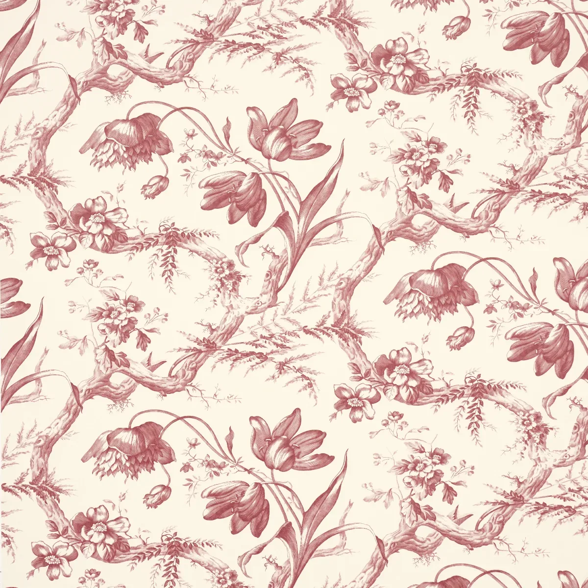 TOILE DE FLEURS ROUGE Schumacher Wallpaper wallpaper - SKU 5009122