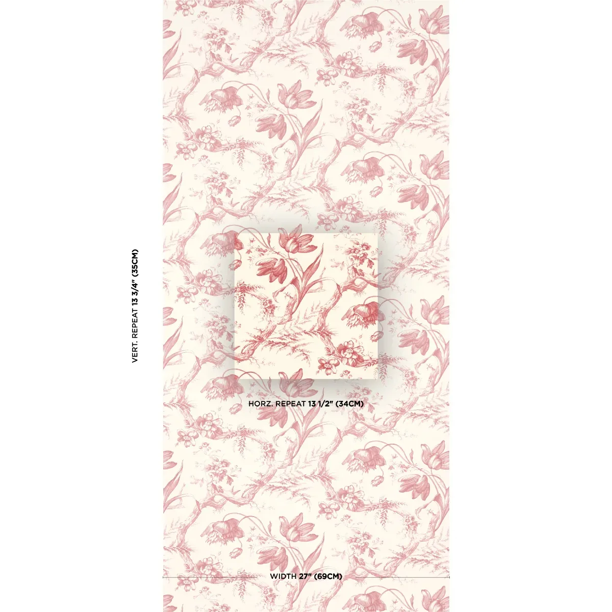 TOILE DE FLEURS ROUGE Schumacher Wallpaper wallpaper - SKU 5009122