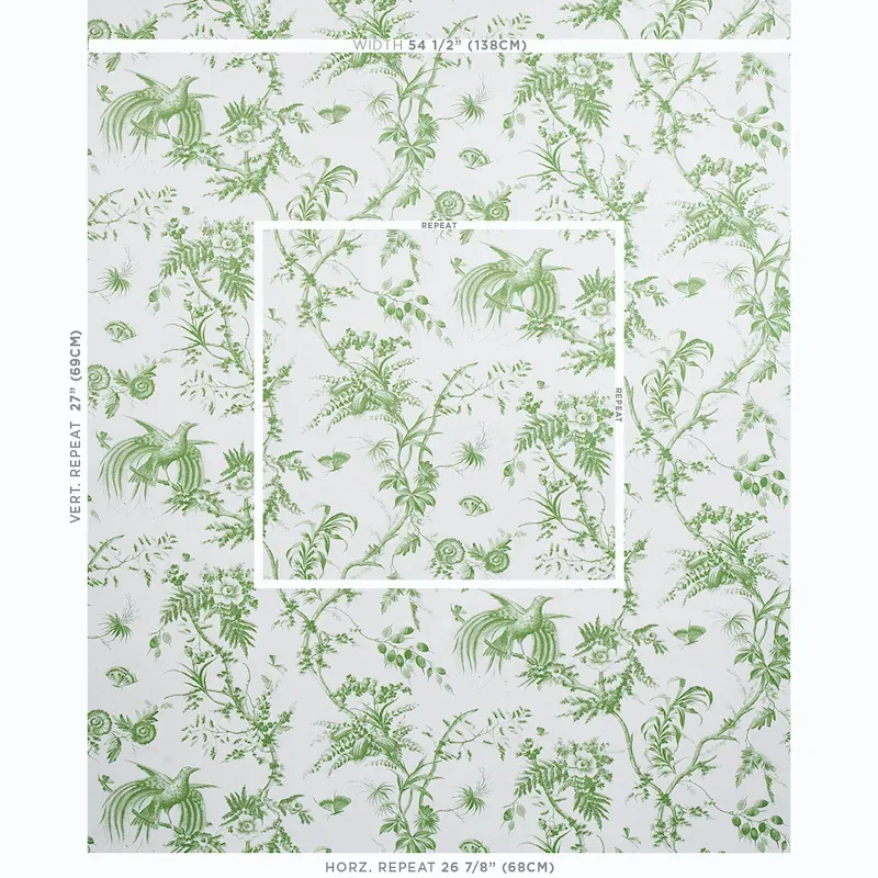 TOILE DE LA PRAIRIE - GREEN Schumacher Wallpaper | Wallpaper TOILE DE LA PRAIRIE GREEN Schumacher Wallpaper wallpaper - SKU 5011710