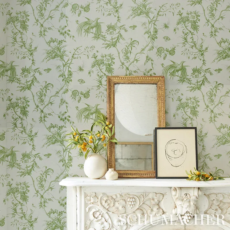 TOILE DE LA PRAIRIE - GREEN Schumacher Wallpaper | Wallpaper TOILE DE LA PRAIRIE GREEN Schumacher Wallpaper wallpaper - SKU 5011710