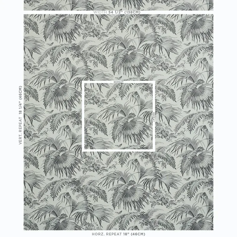 TOILE TROPIQUE - BLACK Schumacher Wallpaper | Wallpaper Twin TOILE TROPIQUE BLACK Schumacher Wallpaper wallpaper - SKU 5011481