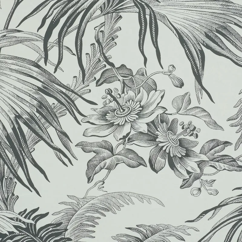 TOILE TROPIQUE - BLACK Schumacher Wallpaper | Wallpaper Twin TOILE TROPIQUE BLACK Schumacher Wallpaper wallpaper - SKU 5011481