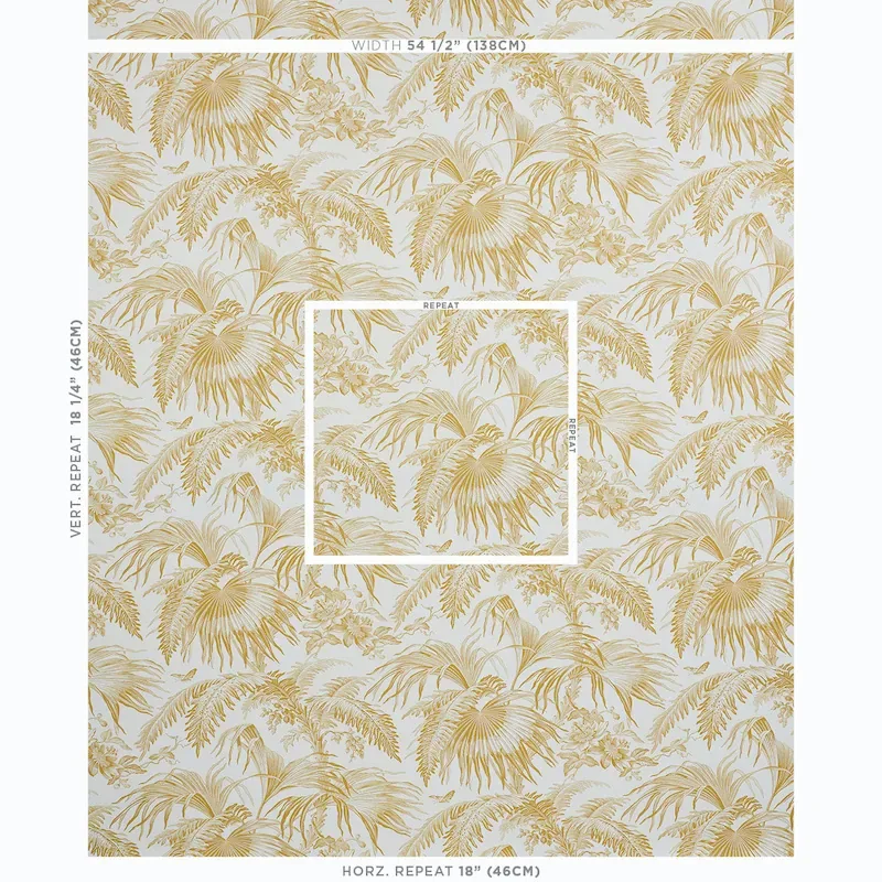 TOILE TROPIQUE - GOLD Schumacher Wallpaper | Wallpaper Twins TOILE TROPIQUE GOLD Schumacher Wallpaper wallpaper - SKU 5011480