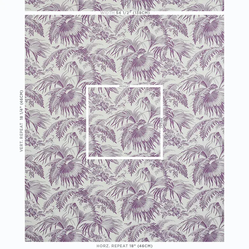 TOILE TROPIQUE - PURPLE Schumacher Wallpaper | Wallpaper Twi TOILE TROPIQUE PURPLE Schumacher Wallpaper wallpaper - SKU 5011482