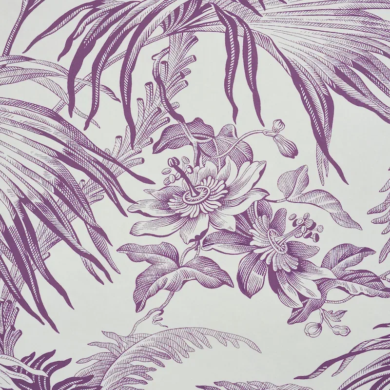 TOILE TROPIQUE - PURPLE Schumacher Wallpaper | Wallpaper Twi TOILE TROPIQUE PURPLE Schumacher Wallpaper wallpaper - SKU 5011482