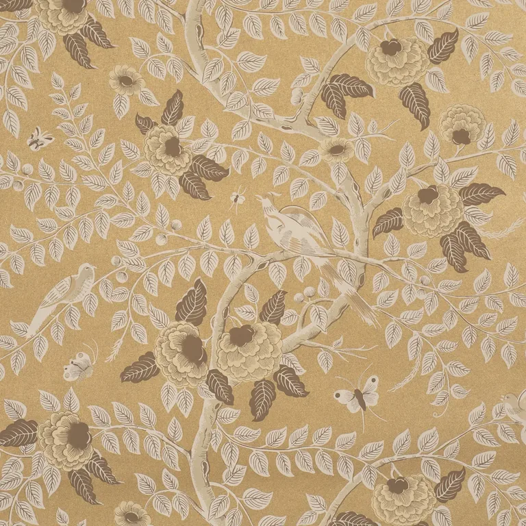 Schumacher TOLE BIRD wallpaper, color GOLD, SKU 5017540