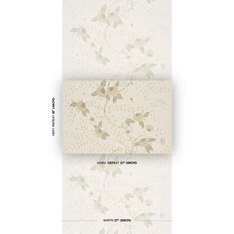 Schumacher TOLE BIRD wallpaper, color PETAL, SKU 5017541