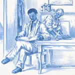 TOUSSAINT TOILE - BLUE ON IVORY Schumacher Wallpaper | Wallp TOUSSAINT TOILE BLUE ON IVORY Schumacher Wallpaper wallpaper - SKU 5013771