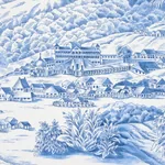 TOUSSAINT TOILE - BLUE ON IVORY Schumacher Wallpaper | Wallp TOUSSAINT TOILE BLUE ON IVORY Schumacher Wallpaper wallpaper - SKU 5013771