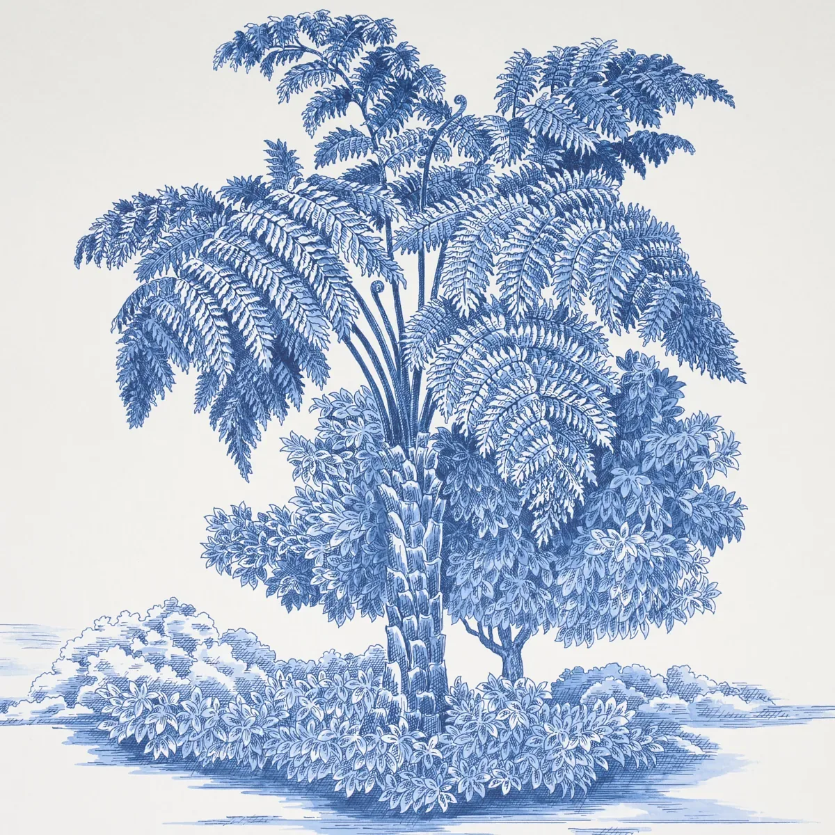 TOUSSAINT TOILE - BLUE ON IVORY Schumacher Wallpaper | Wallp TOUSSAINT TOILE BLUE ON IVORY Schumacher Wallpaper wallpaper - SKU 5013771