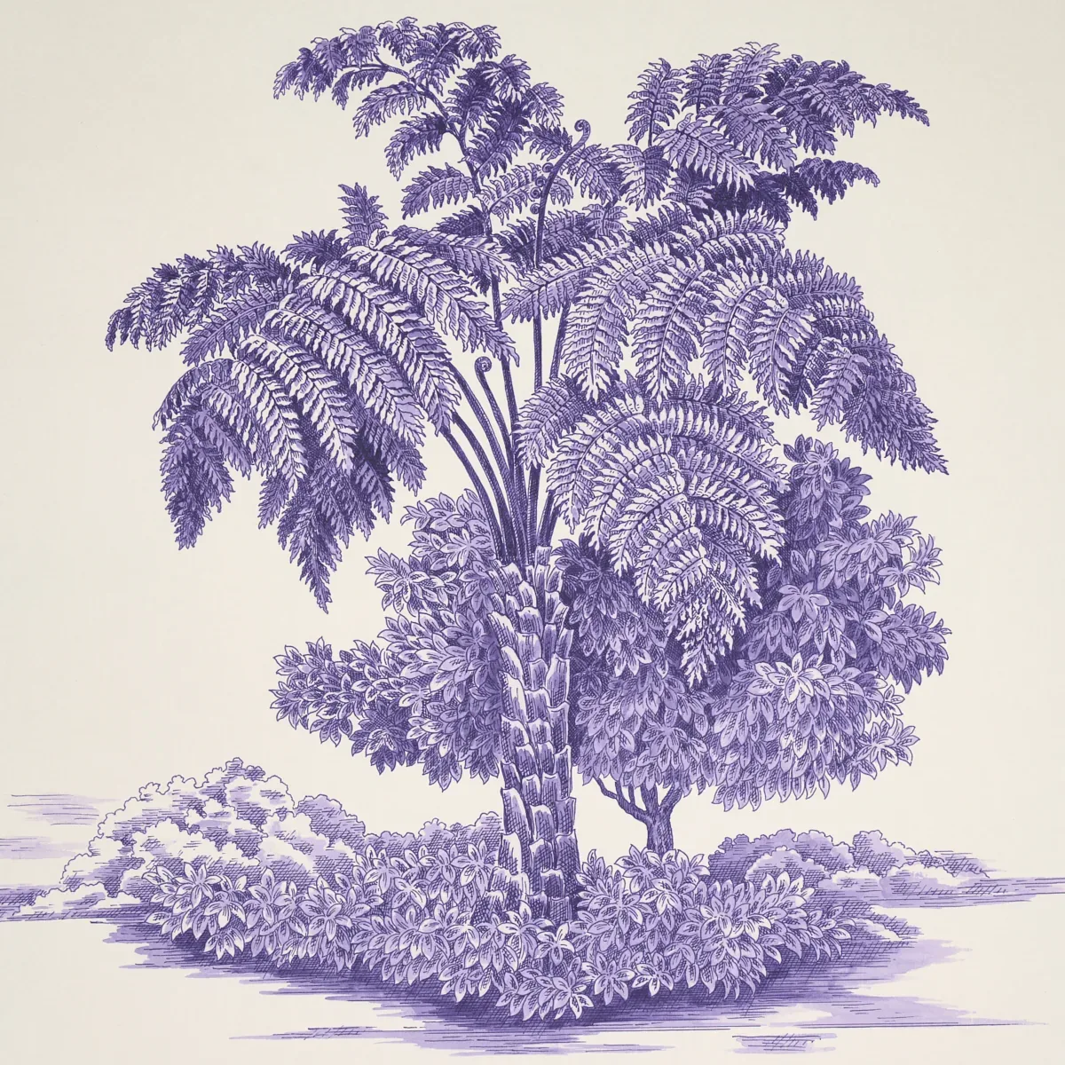 TOUSSAINT TOILE - PURPLE ON CREAM Schumacher Wallpaper | Wal TOUSSAINT TOILE PURPLE ON CREAM Schumacher Wallpaper wallpaper - SKU 5013772