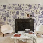 TOUSSAINT TOILE - PURPLE ON CREAM Schumacher Wallpaper | Wal TOUSSAINT TOILE PURPLE ON CREAM Schumacher Wallpaper wallpaper - SKU 5013772