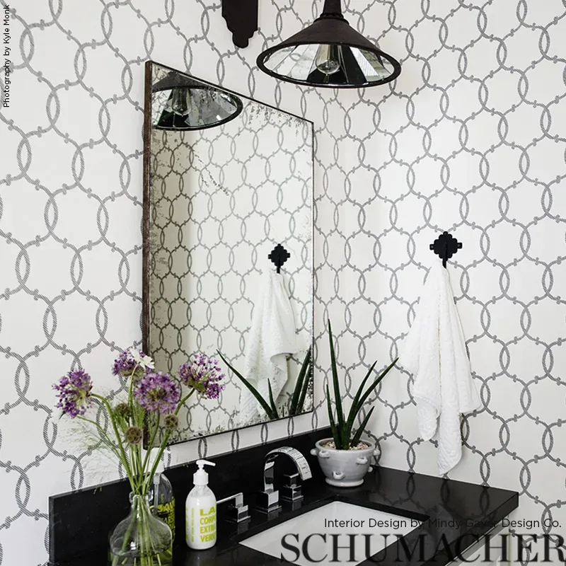 TRACERY CHARCOAL Schumacher Wallpaper wallpaper - SKU 5005121