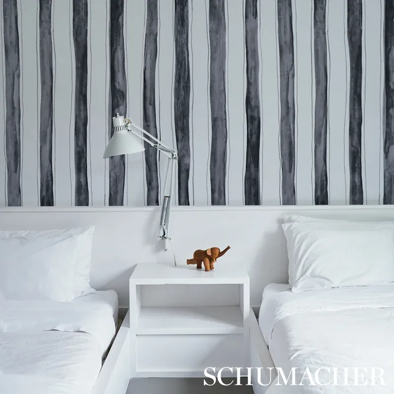 TRACING STRIPES BLACK Schumacher Wallpaper wallpaper - SKU 5012172