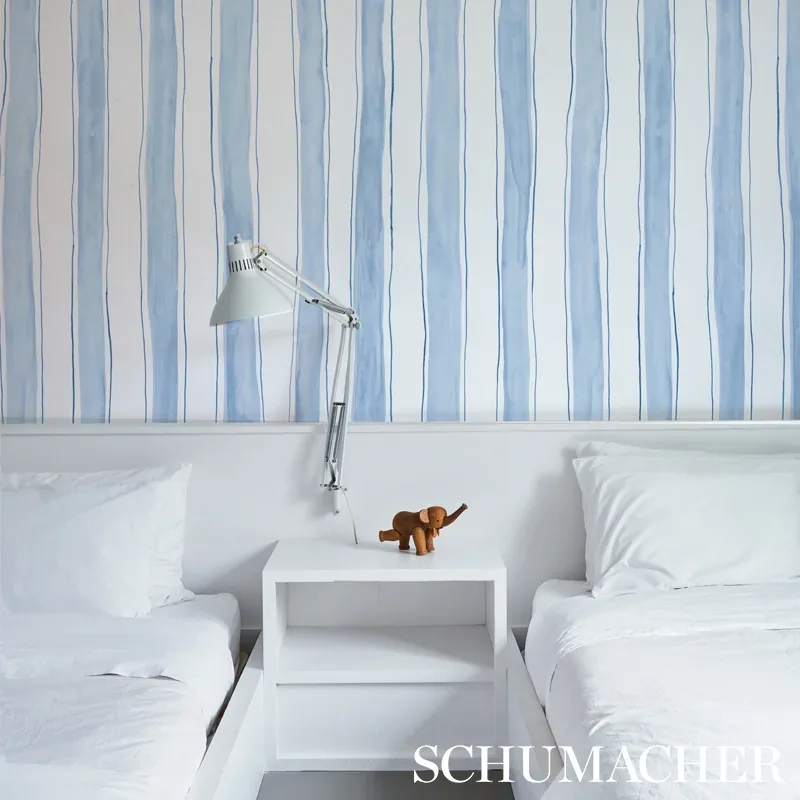 Schumacher TRACING STRIPES - SKY Wallpaper | Buy Online color SKY