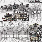 TRAINS MULTI ON WHITE Schumacher Wallpaper wallpaper - SKU 2703940