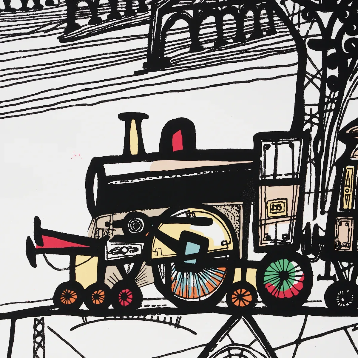 TRAINS MULTI ON WHITE Schumacher Wallpaper wallpaper - SKU 2703940