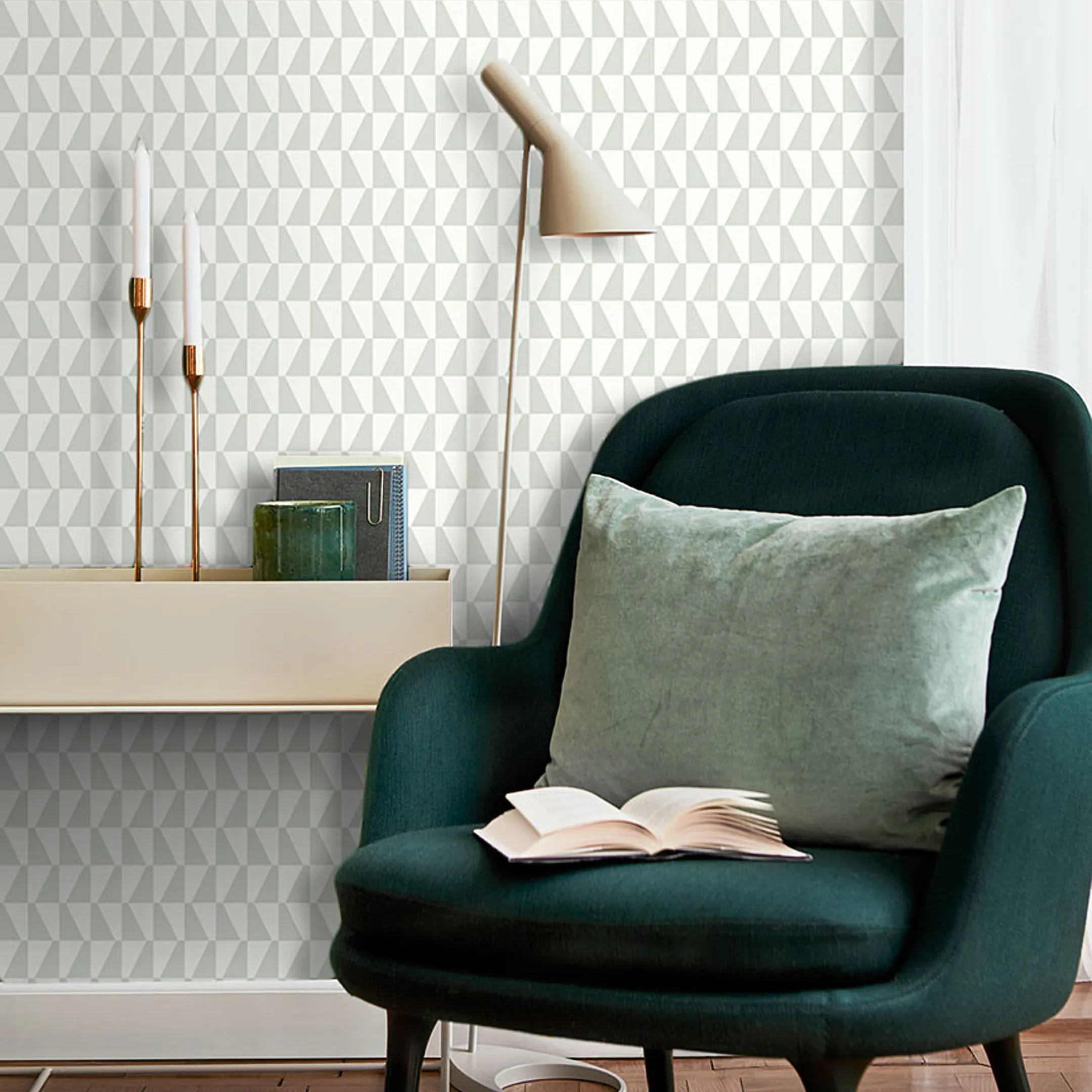TRAPEZ - SAGE Schumacher Wallpaper | Wallpaper Twins TRAPEZ SAGE Schumacher Wallpaper wallpaper - SKU 1779