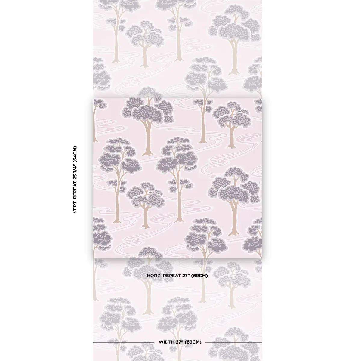 TREE RIVER BLUSH Schumacher Wallpaper wallpaper - SKU 5009101