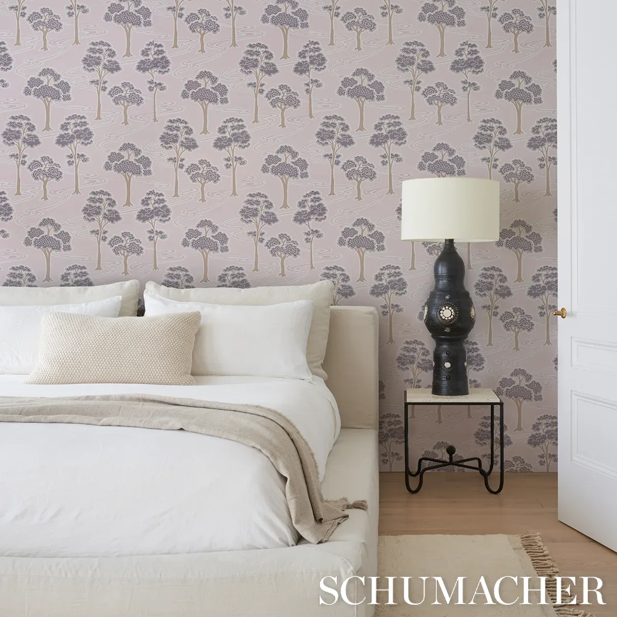 TREE RIVER BLUSH Schumacher Wallpaper wallpaper - SKU 5009101