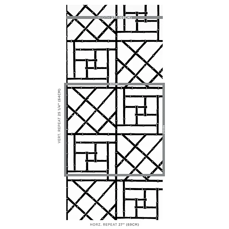 TRELLIS BLACK Schumacher Wallpaper wallpaper - SKU 5012572