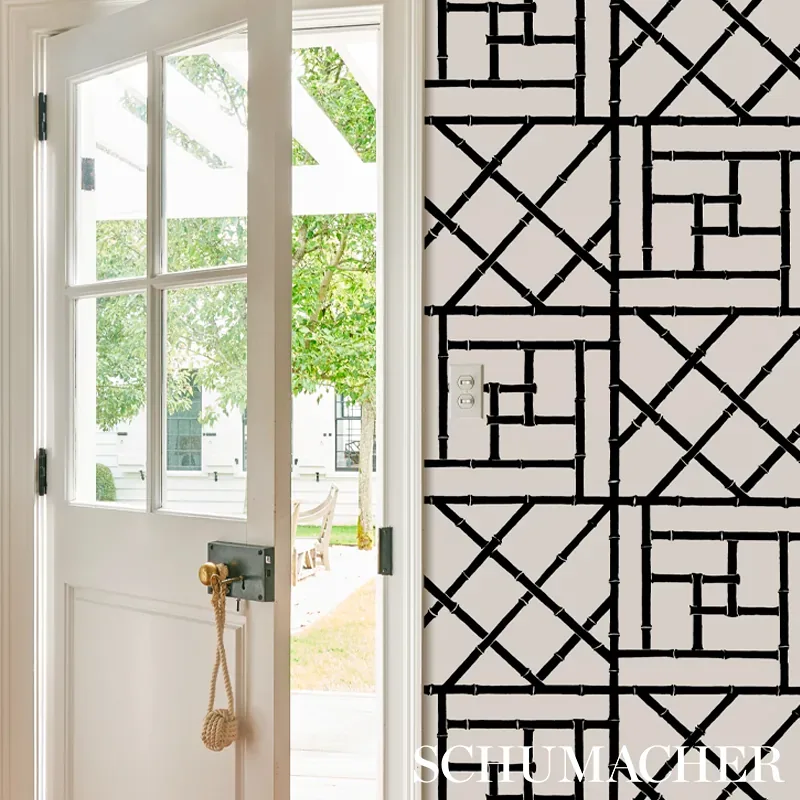 TRELLIS - BLACK Schumacher Wallpaper | Wallpaper Twins TRELLIS BLACK Schumacher Wallpaper wallpaper - SKU 5012572