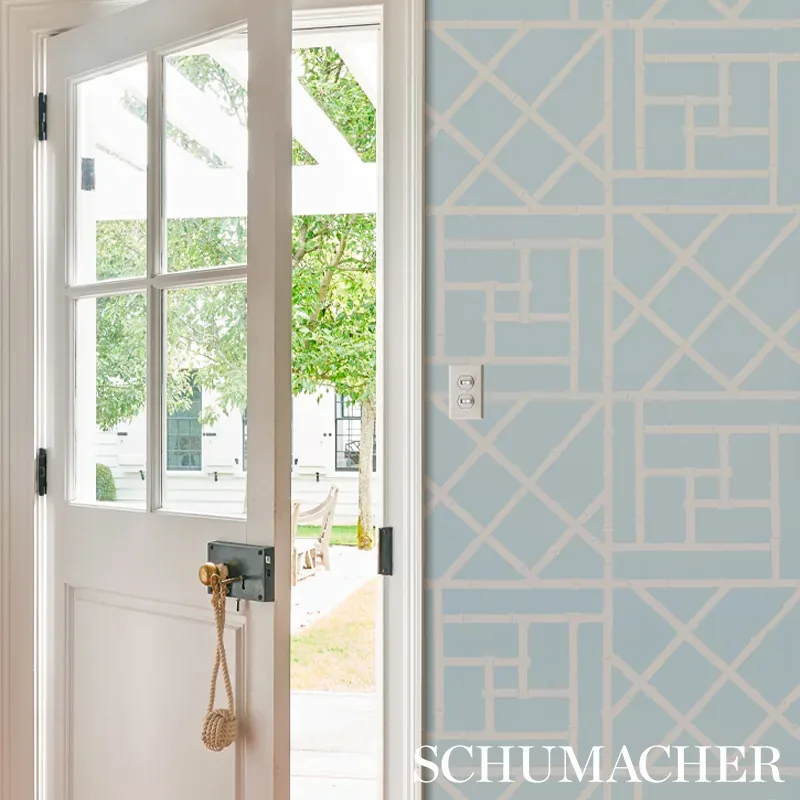 TRELLIS - SKY BLUE Schumacher Wallpaper | Wallpaper Twins TRELLIS SKY BLUE Schumacher Wallpaper wallpaper - SKU 5012573