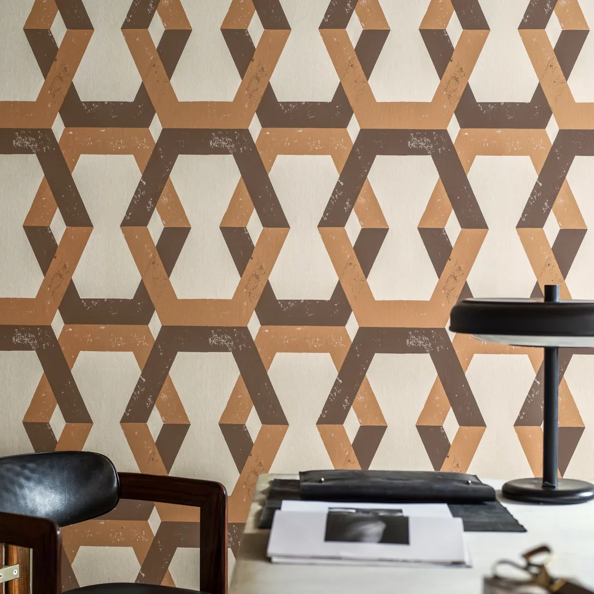 TRIBE - BROWN Schumacher Wallpaper | Wallpaper Twins TRIBE BROWN Schumacher Wallpaper wallpaper - SKU 6474