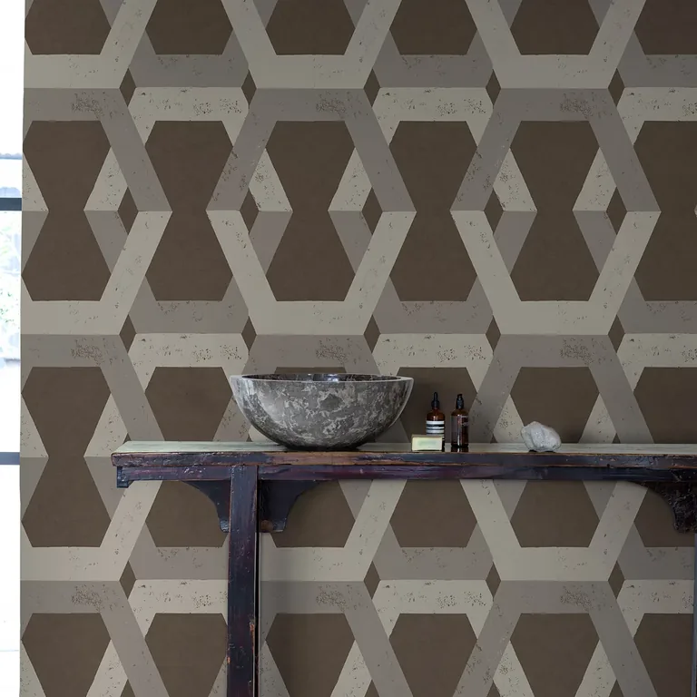 Schumacher TRIBE wallpaper, color PEWTER, SKU 6475