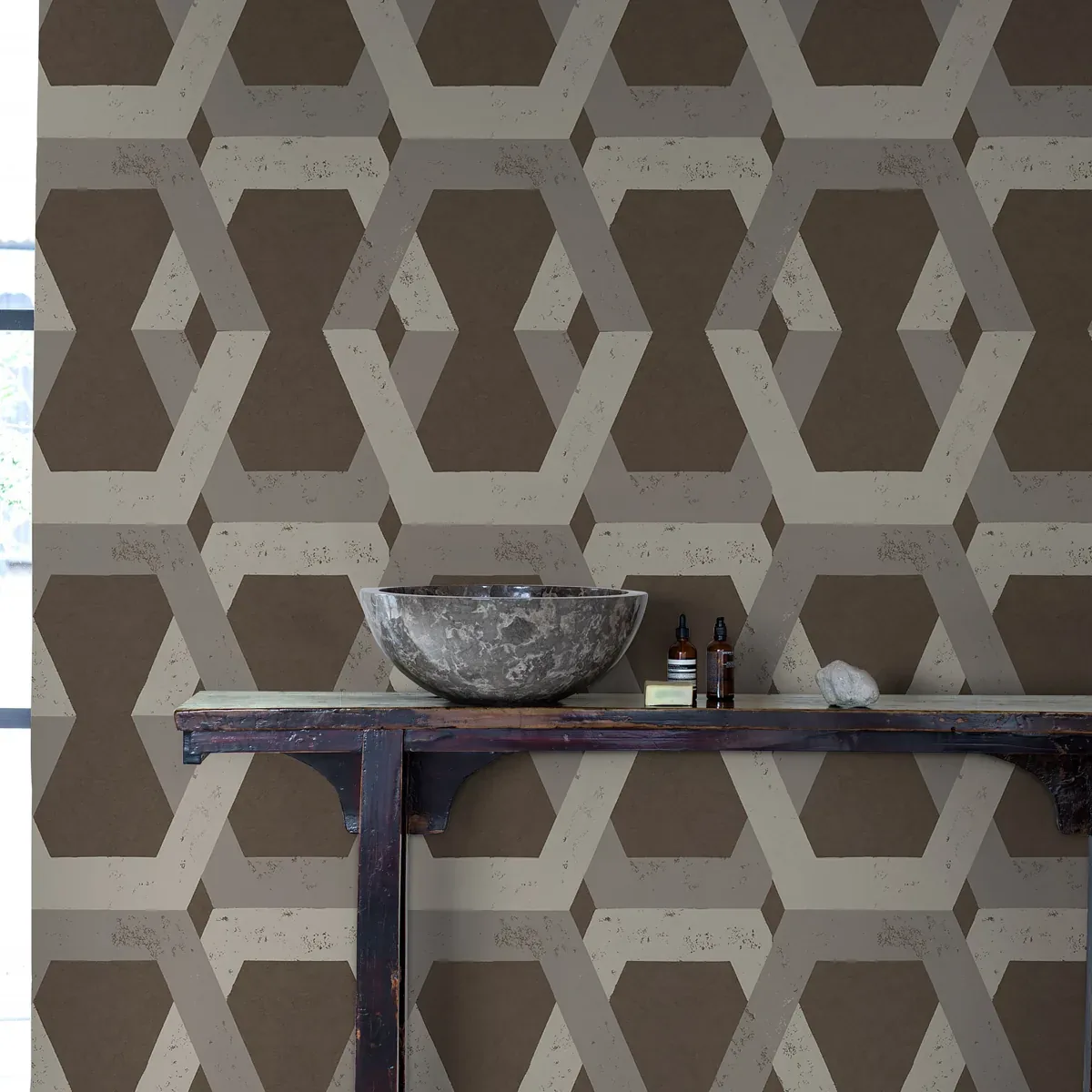 TRIBE PEWTER Schumacher Wallpaper wallpaper - SKU 6475