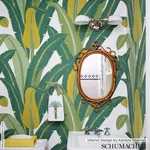 TROPICAL ISLE GREEN ON WHITE Schumacher Wallpaper wallpaper - SKU 2707230