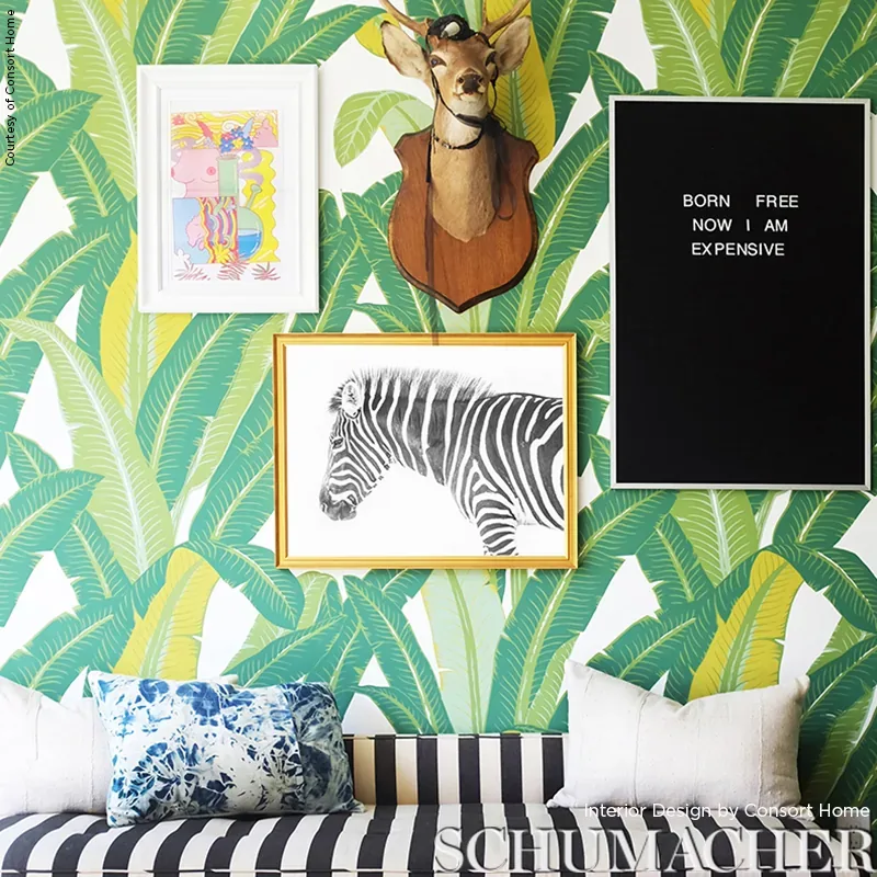 TROPICAL ISLE GREEN ON WHITE Schumacher Wallpaper wallpaper - SKU 2707230