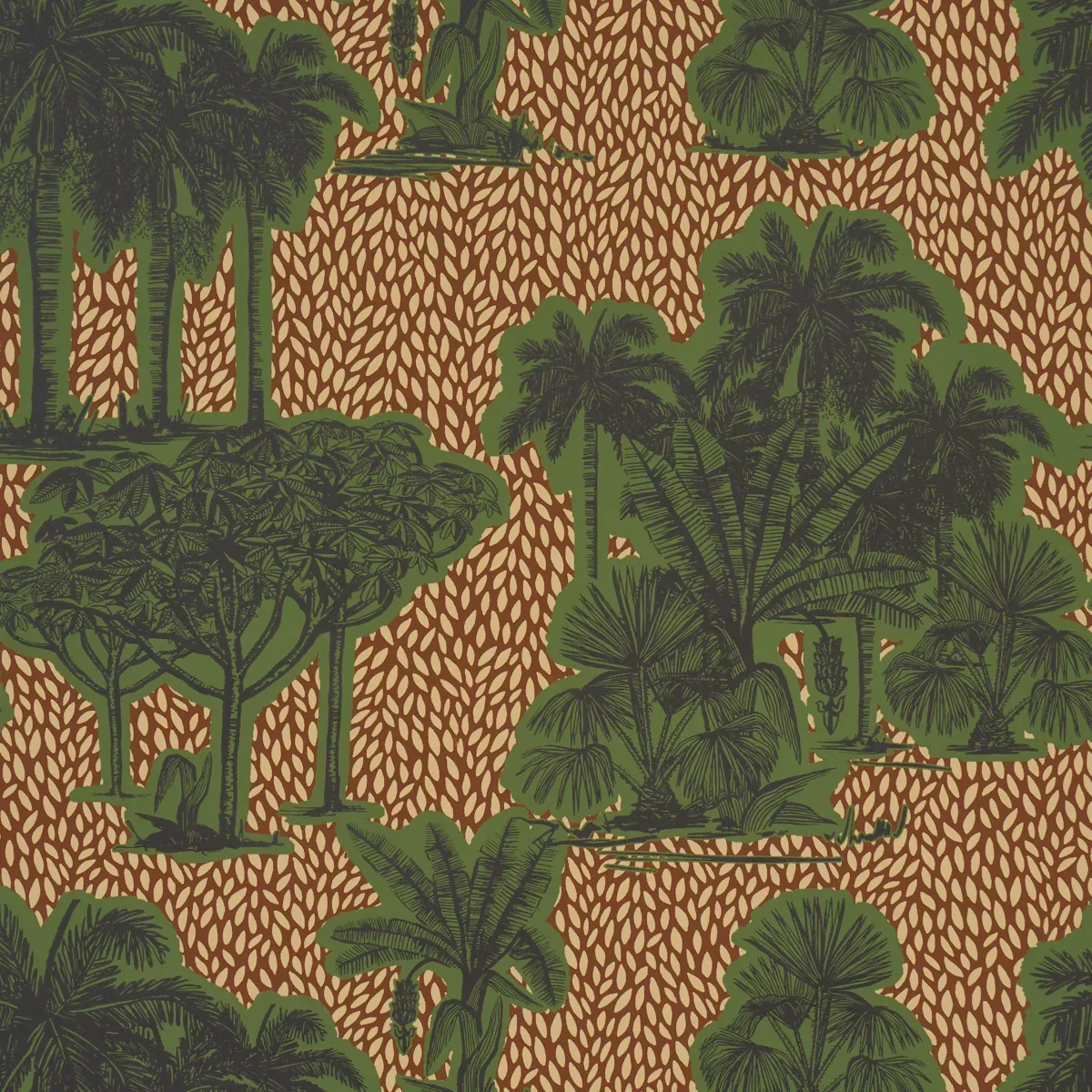 TROPICAL SAFARI PRINT ORINOCO VERDANT OASIS Schumacher Wallpaper wallpaper - SKU 5016920