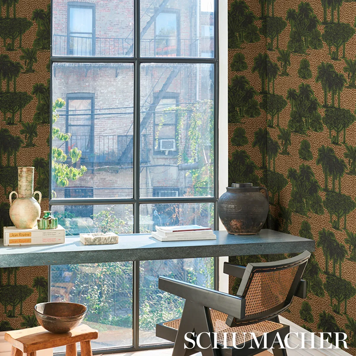 TROPICAL SAFARI PRINT ORINOCO VERDANT OASIS Schumacher Wallpaper wallpaper - SKU 5016920