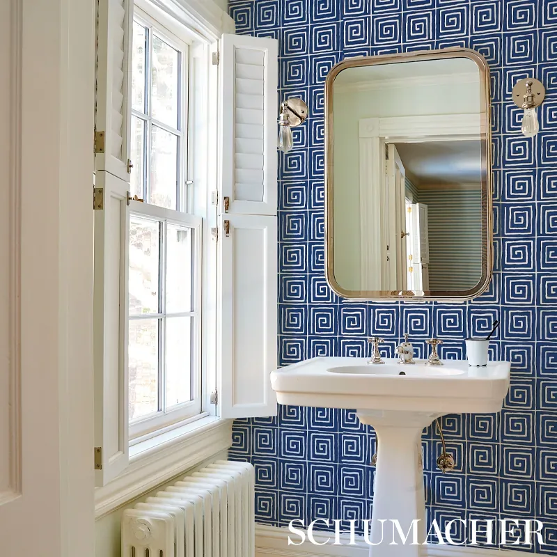 TROUSDALE MIDNIGHT BLUE Schumacher Wallpaper wallpaper - SKU 5012813